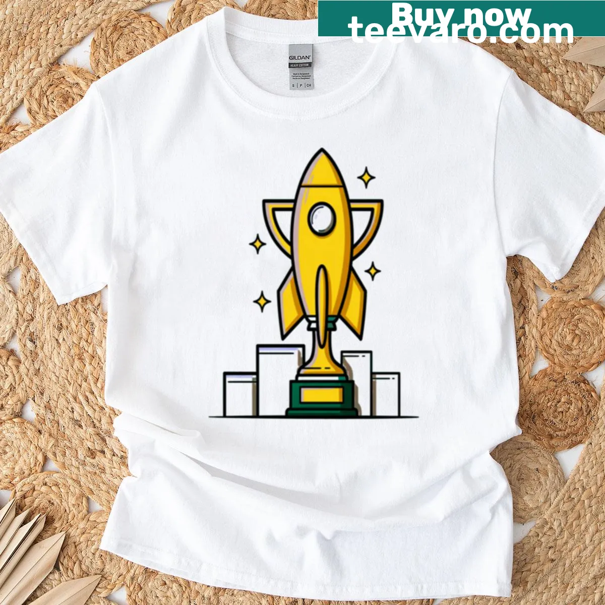 Illustration of cosmic elements on a Galactic Glory t-shirt — on a men's t-shirt
