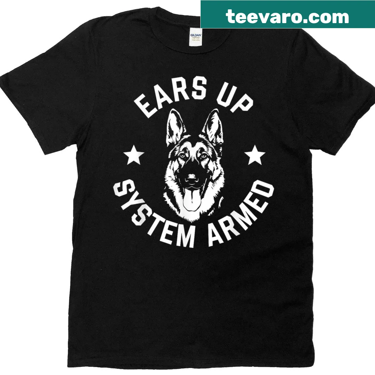 German Shepherd illustration on a T-shirt — on a men's t-shirt