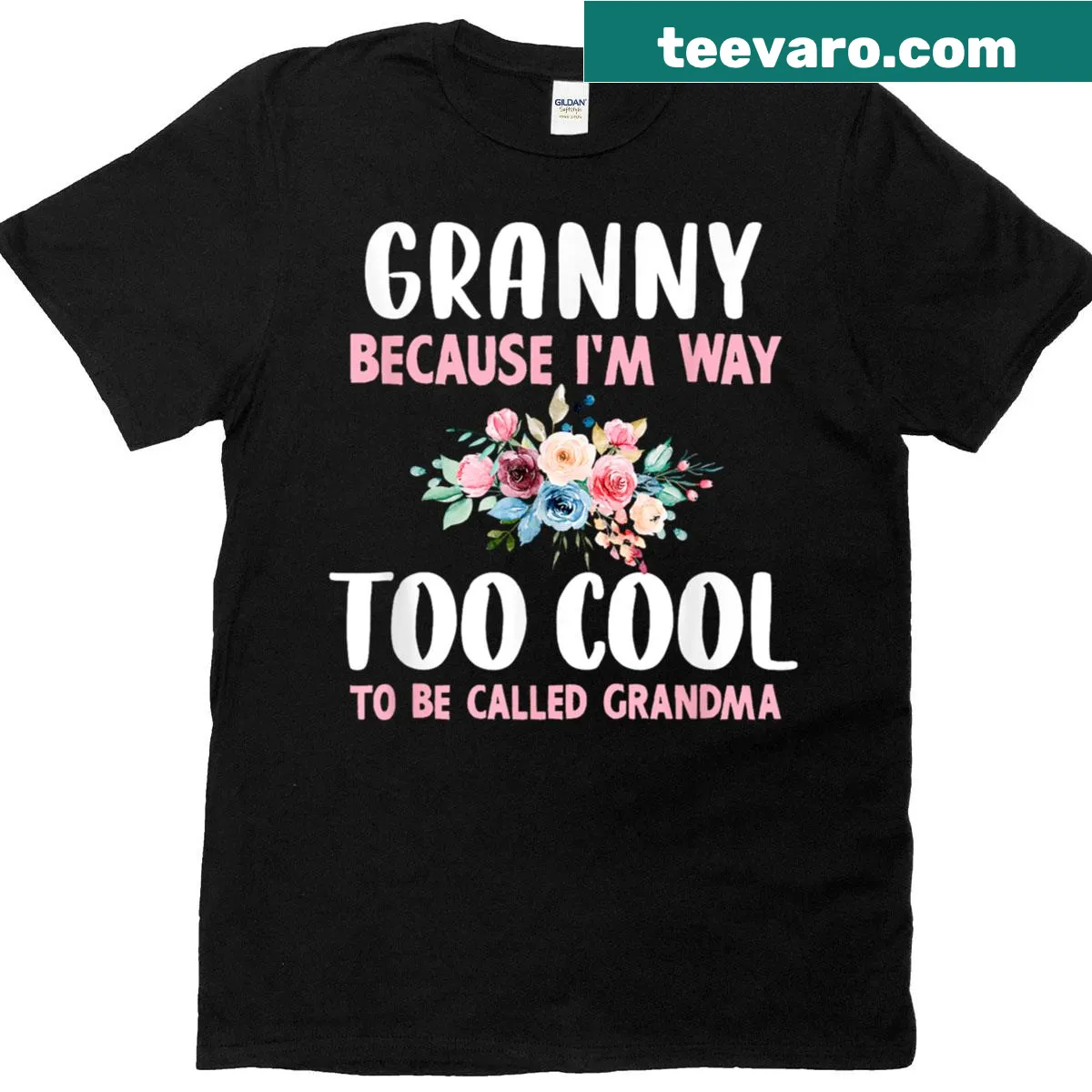 Humorous granny quote with floral design on a T-shirt. — on a men's t-shirt