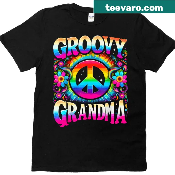 Vintage tie dye t-shirt with peace sign for grandmothers