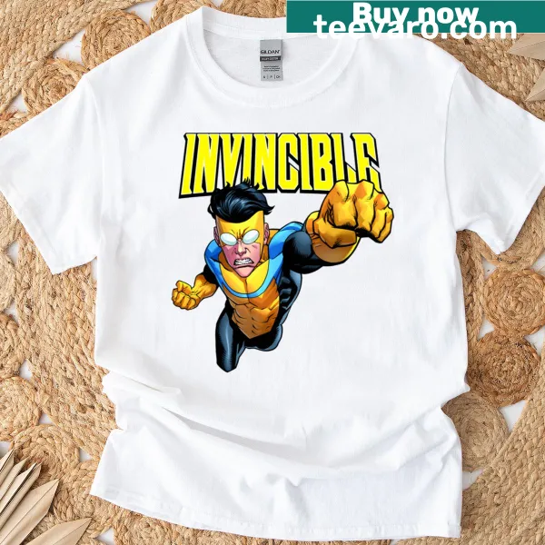 Illustration of a heroic character inspired by comics and anime on a T-shirt