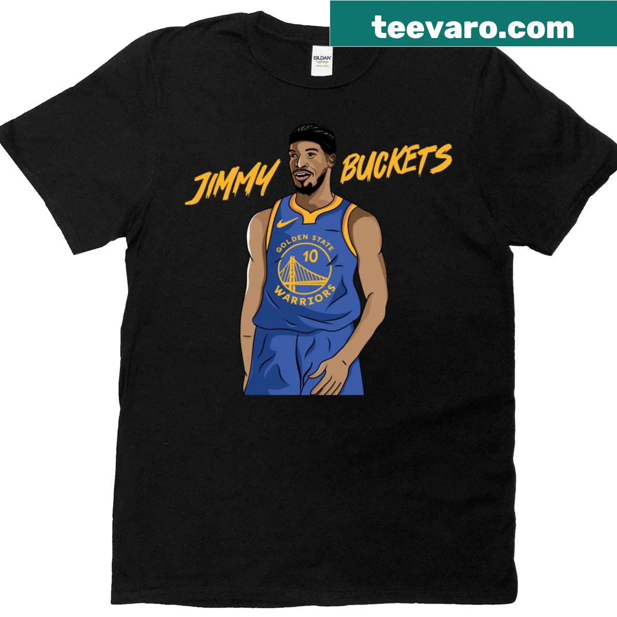 Funny T-shirt featuring Jimmy Butler and Golden State Warriors theme — on a men's t-shirt