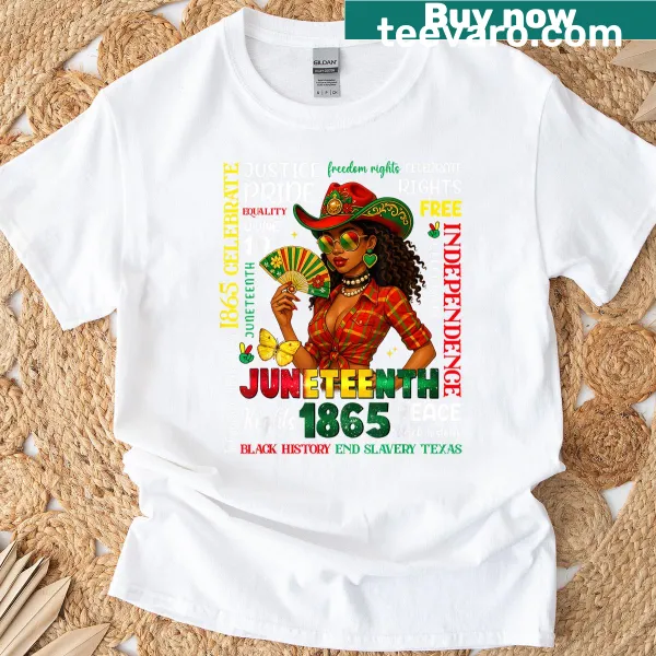 Juneteenth T-shirt celebrating Black pride with cowgirl graphic
