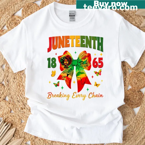 Juneteenth T-shirt with a bow and empowering message