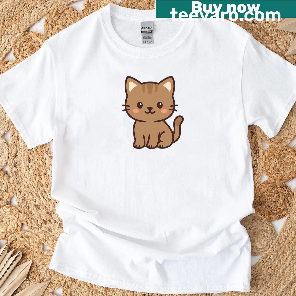 Cute kitten cartoon design on a playful t-shirt for kids — on a men's t-shirt