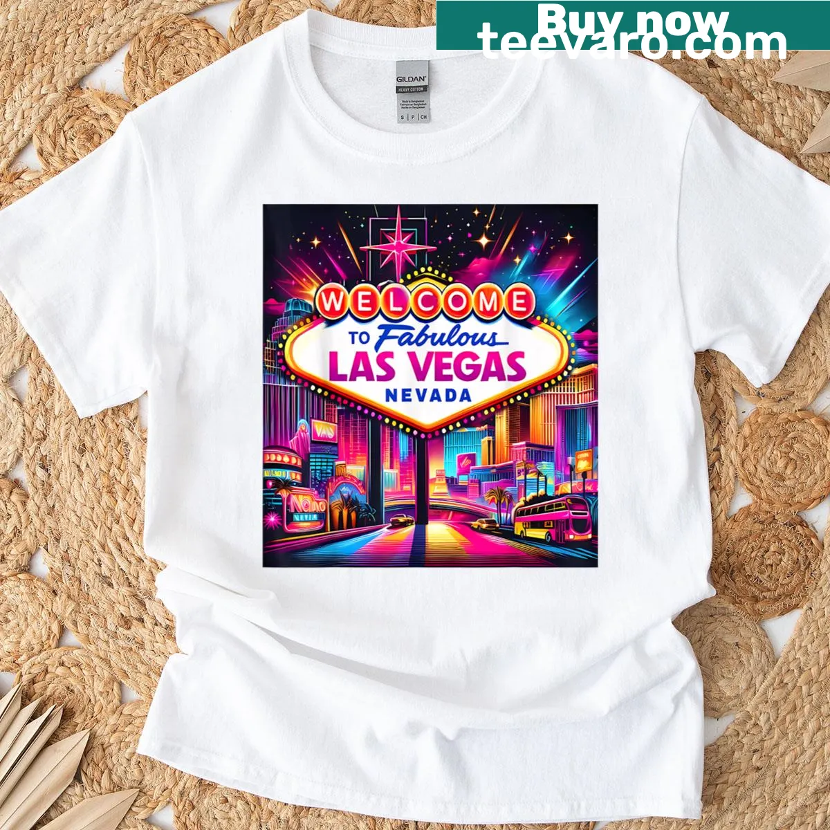 Illustrated Las Vegas skyline on a T-shirt — on a men's t-shirt