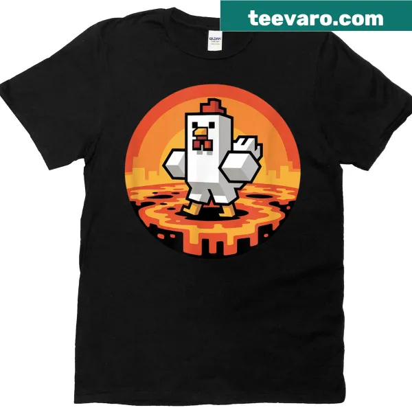 Funny gaming t-shirt with a lava chicken meme graphic