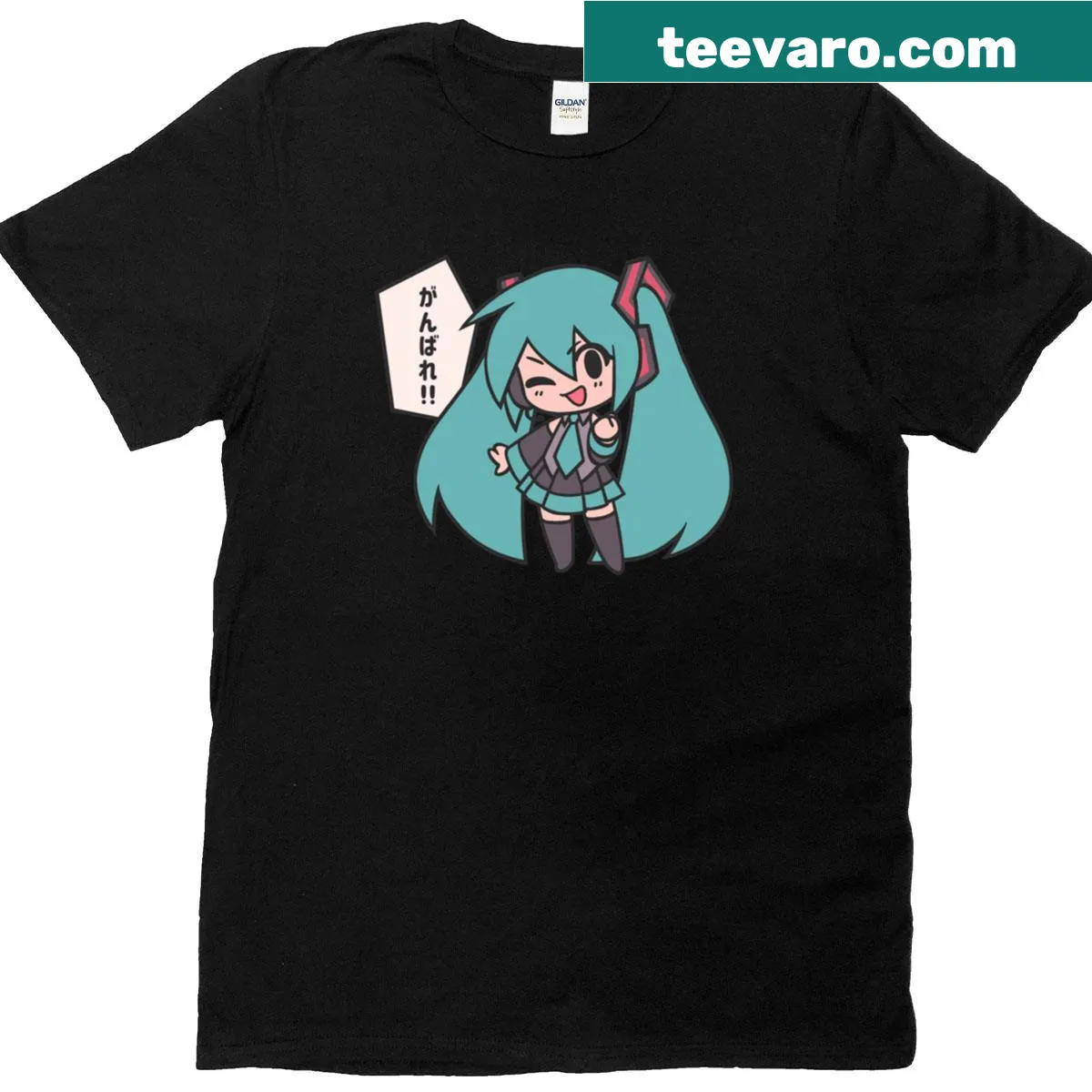 Chibi Miku design with motivational phrase on a T-shirt — on a men's t-shirt