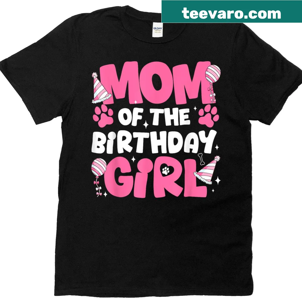Mom of the Birthday Girl t-shirt with playful typography design — on a men's t-shirt