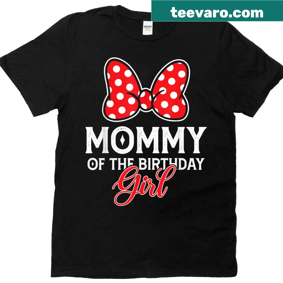 Cute pink T-shirt reading 'Mommy of the Birthday Girl' in playful typography — on a men's t-shirt