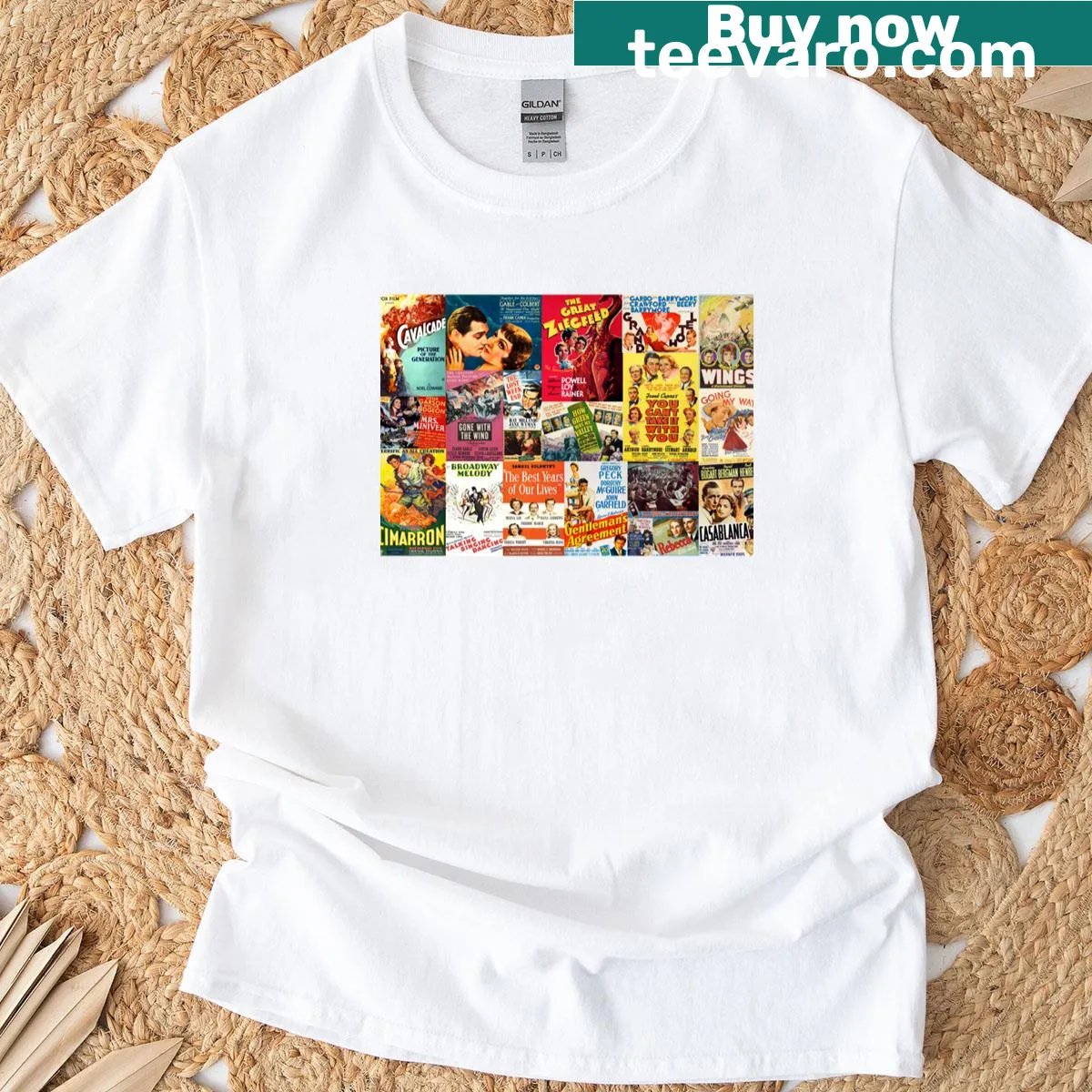 T-shirt featuring movie posters of Best Picture winners — on a men's t-shirt