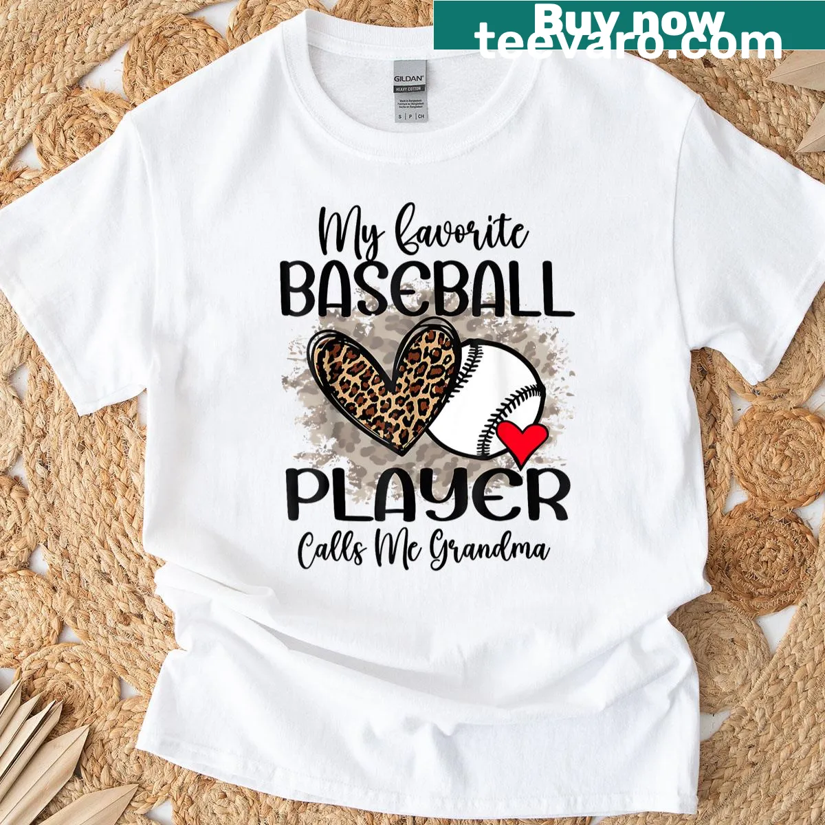 Funny Grandma T-shirt with text about favorite baseball player — on a men's t-shirt
