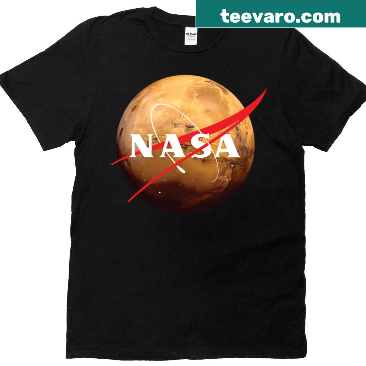 NASA Mars Planet Meatball logo on a casual t-shirt. — on a men's t-shirt