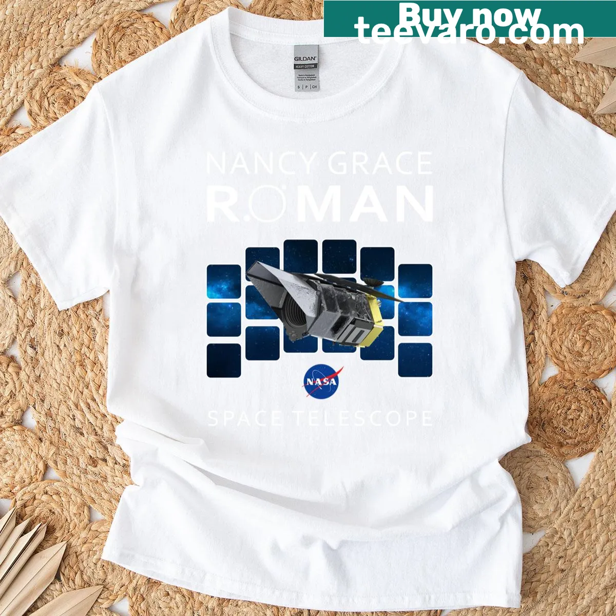 NASA Nancy Grace Roman Space Telescope insignia t-shirt — on a men's t-shirt