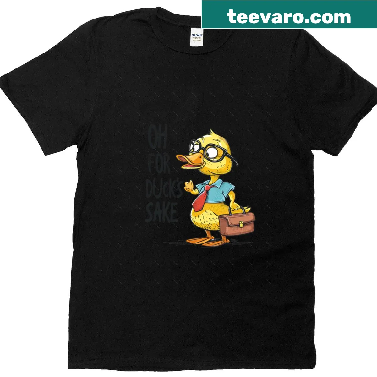 Oversized t-shirt with the phrase 'Oh For Ducks Sake' in bold letters — on a men's t-shirt