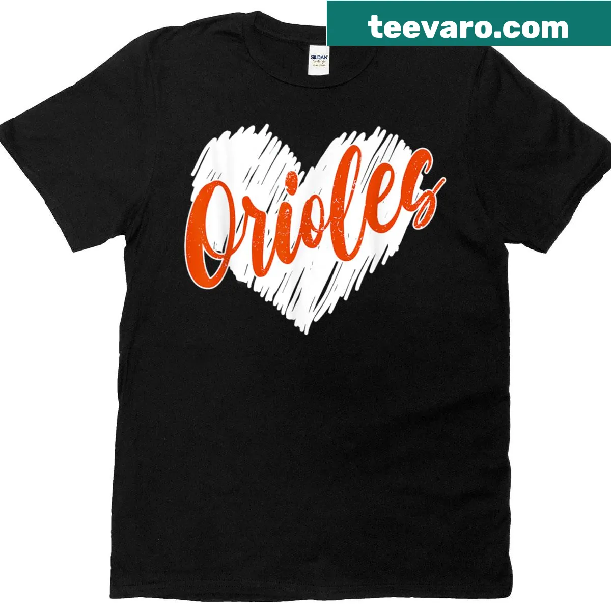 Vintage Orioles heart-themed T-shirt for fans — on a men's t-shirt