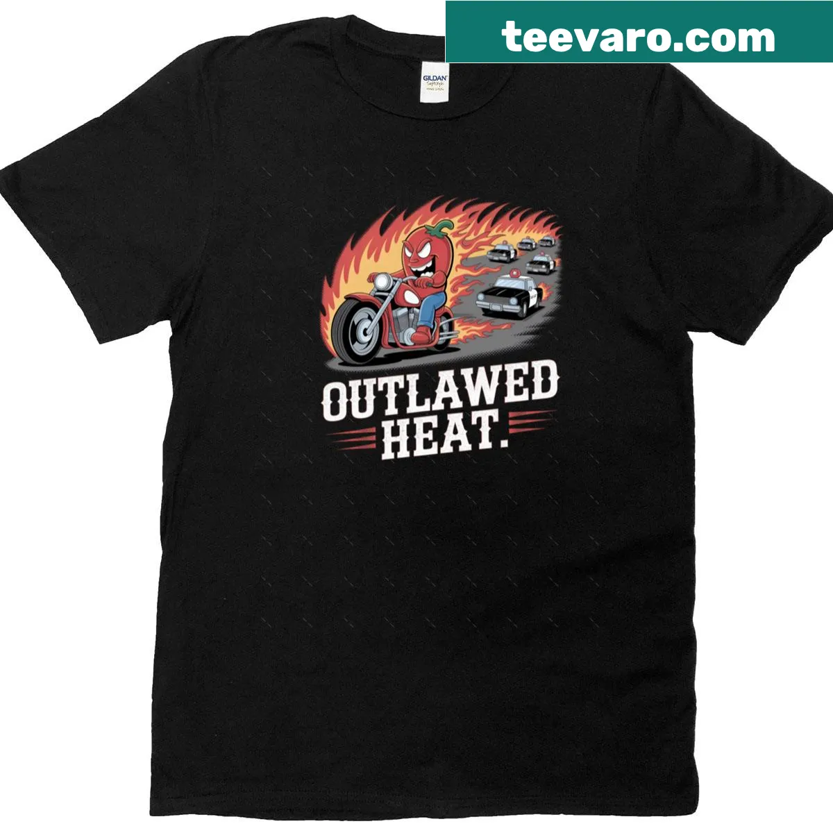 Oversized T-shirt with a motorcycle chase design, perfect for enthusiasts — on a men's t-shirt