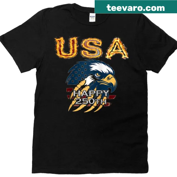 Patriotic baseball tee with an eagle and USA flag for the 250th anniversary.