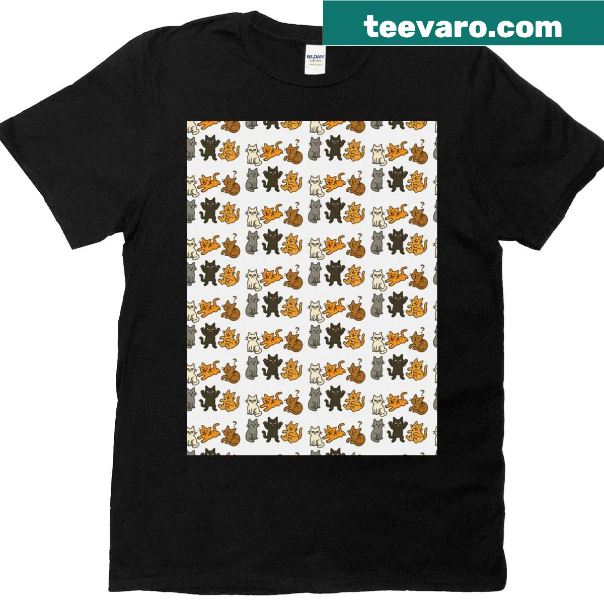 Playful doodle cats graphic t-shirt with funny illustrations — on a men's t-shirt