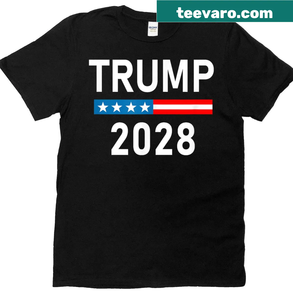 T-shirt showcasing Donald Trump’s 2028 campaign theme design. — on a men's t-shirt