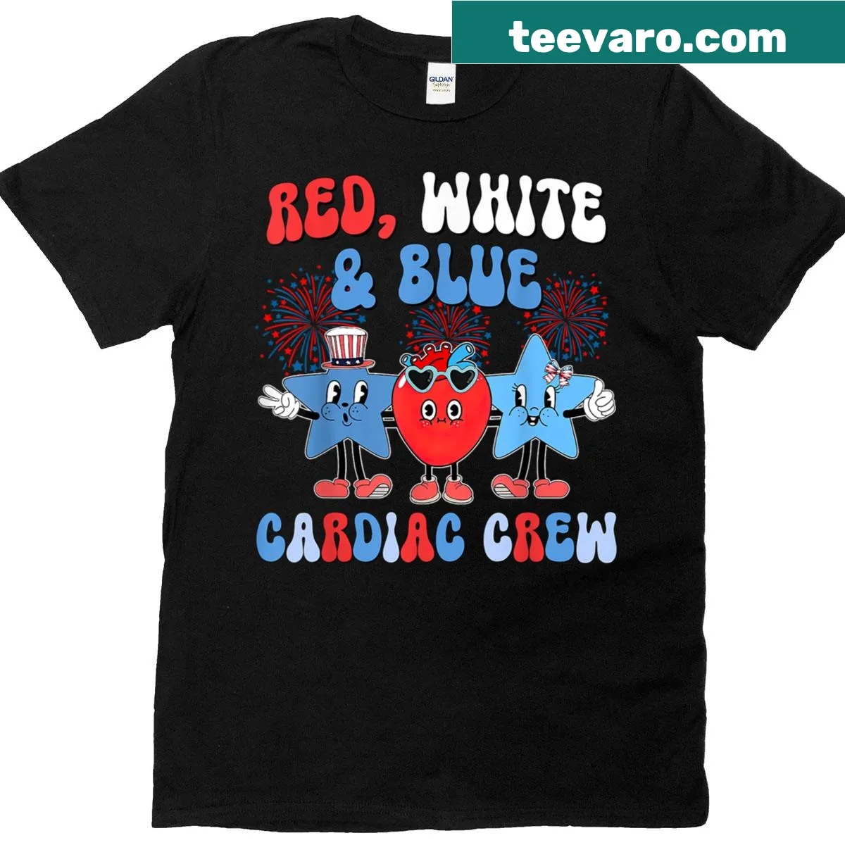 Patriotic Cardiac Crew t-shirt for medical professionals — on a men's t-shirt