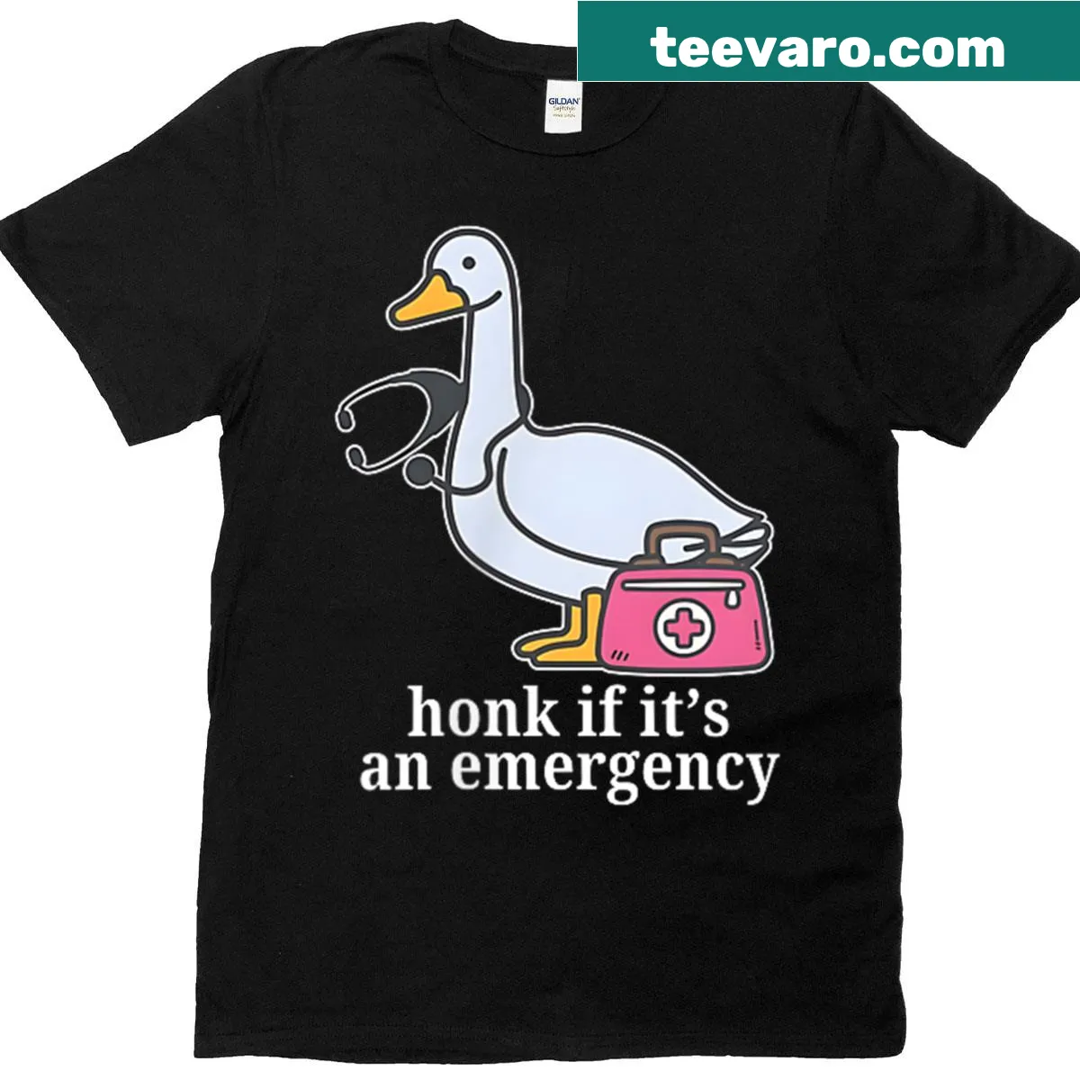 Vintage-style t-shirt featuring a goose and the phrase 'Honk If It's An Emergency' — on a men's t-shirt