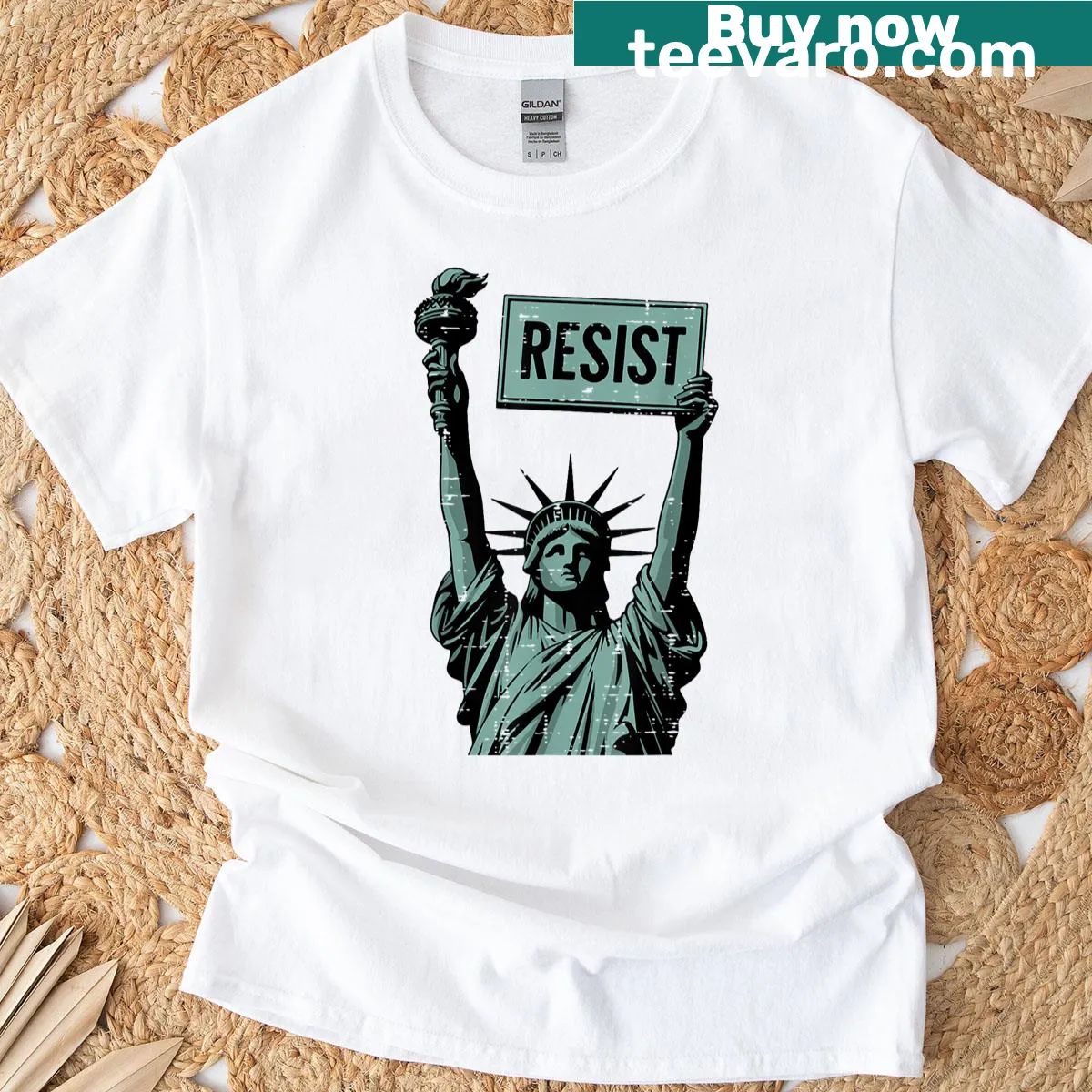 Statue of Liberty graphic promoting civil rights on t-shirt — on a men's t-shirt