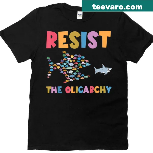 Funny fish graphic and anti-oligarchy slogan T-shirt