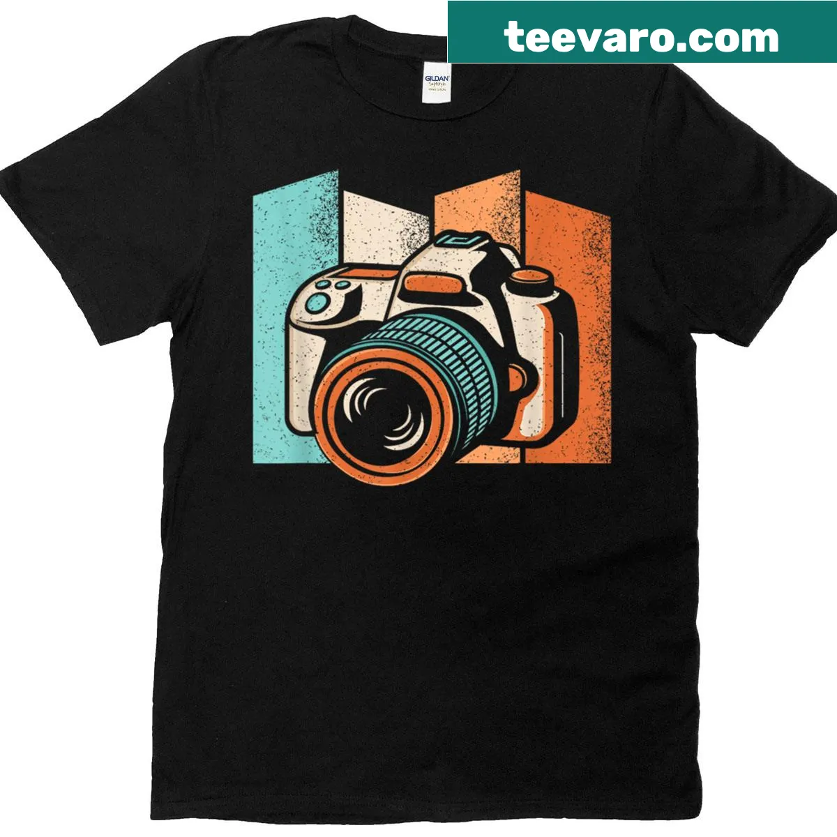Vintage camera graphic on a t-shirt celebrating photography — on a men's t-shirt