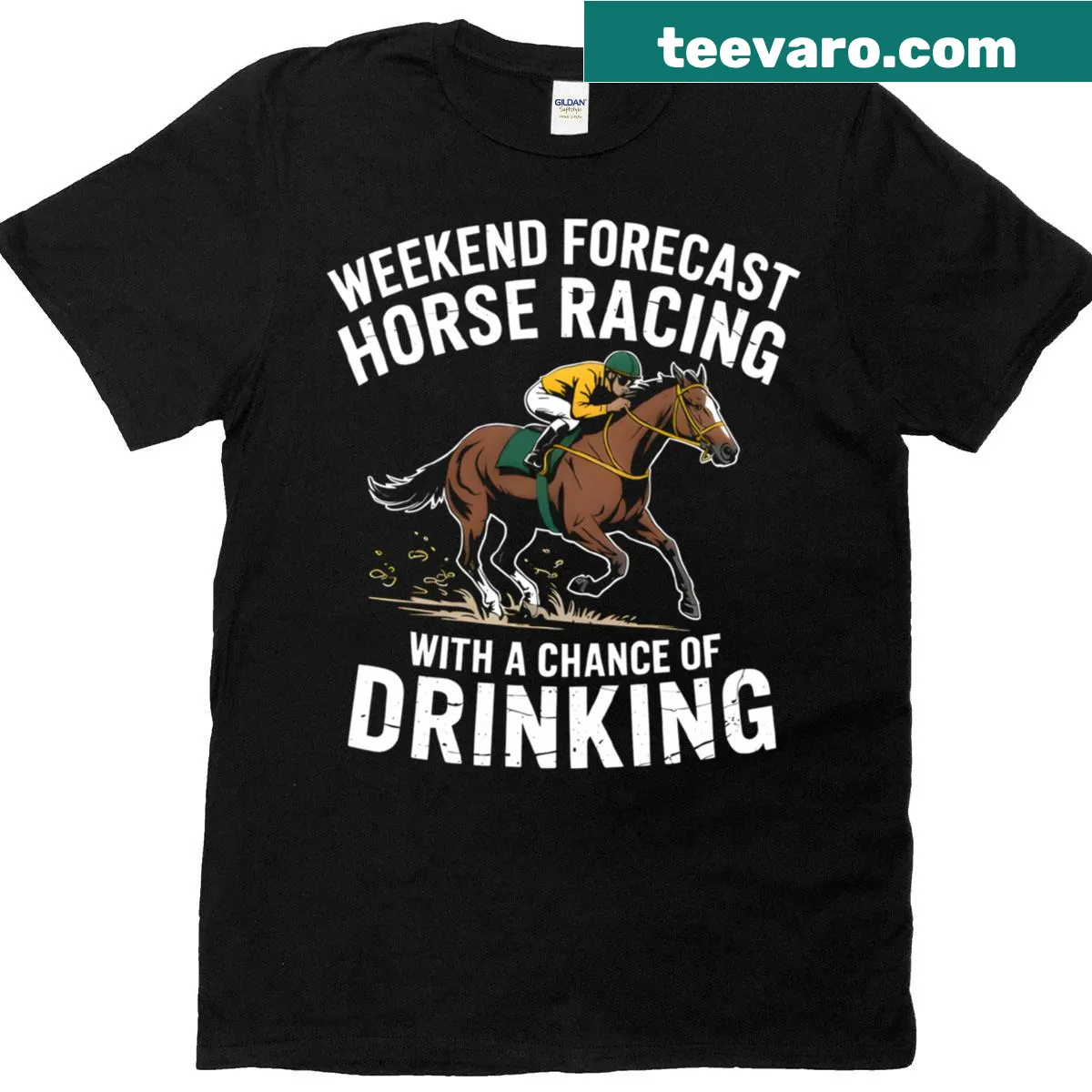 Funny graphic regarding horse racing and drinking odds on a t-shirt — on a men's t-shirt