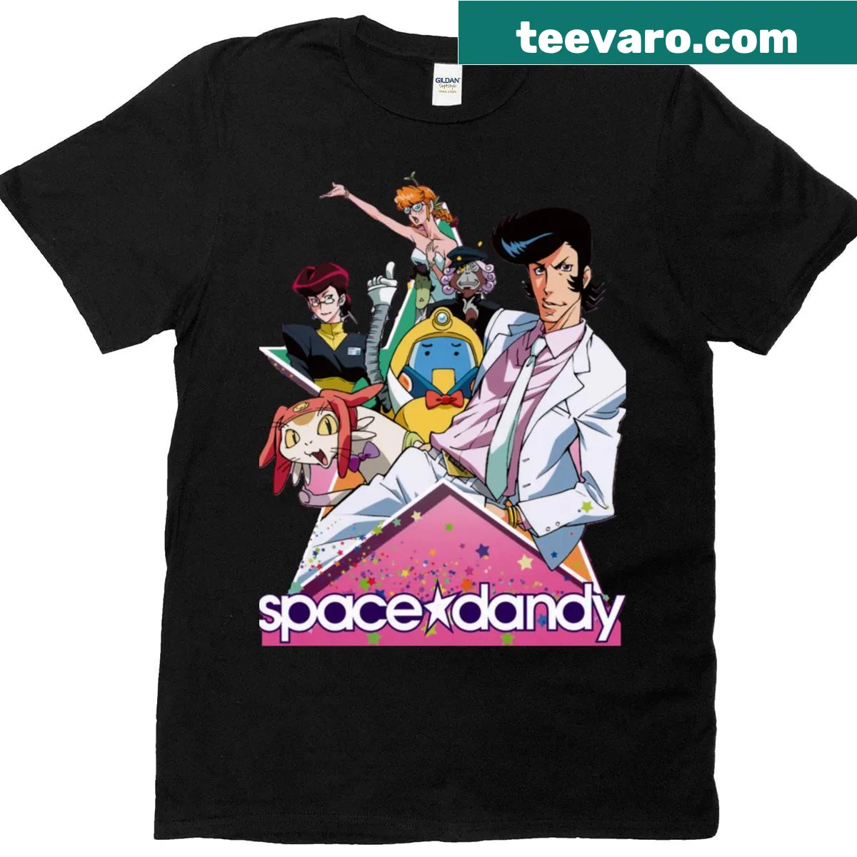 Text graphic of Space Dandy with playful design — on a men's t-shirt