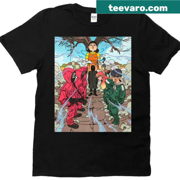 T-shirt featuring the illustration of the Red Light Green Light game chest from Squid Game