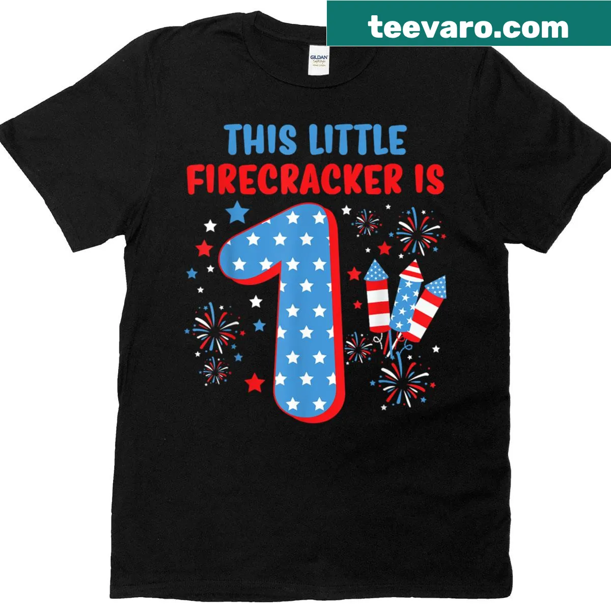 Firecracker themed 1st birthday T-shirt for kids — on a men's t-shirt