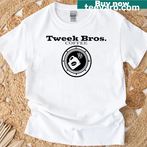 Whimsical Tweek Bros coffee cup graphic T-shirt