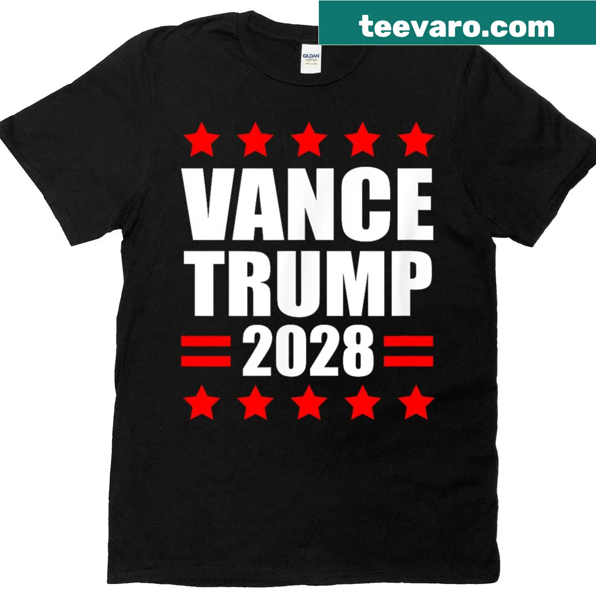 Political T-shirt with bold text about Trump 2028 election — on a men's t-shirt