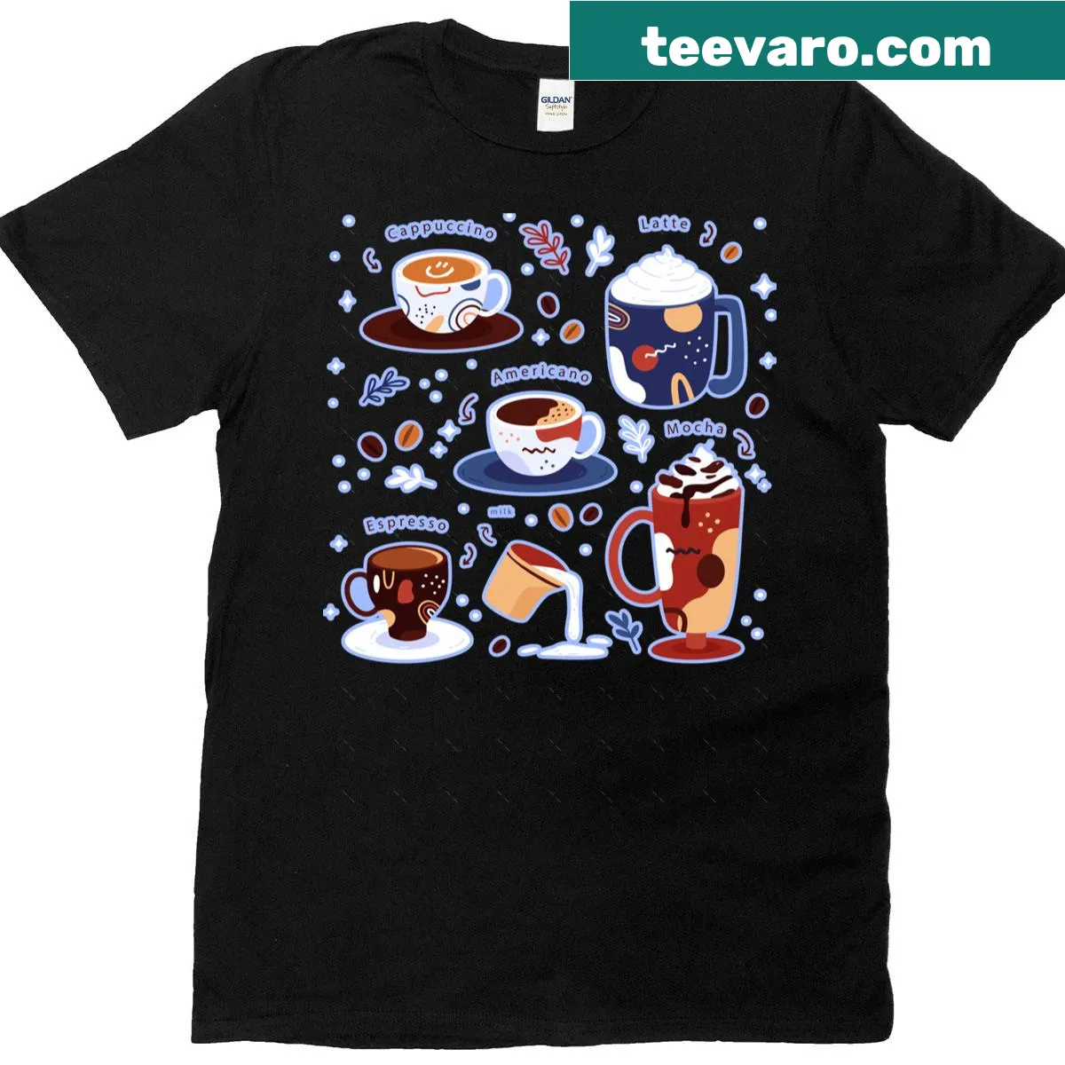 Oversized t-shirt featuring a fun coffee cup collage — on a men's t-shirt