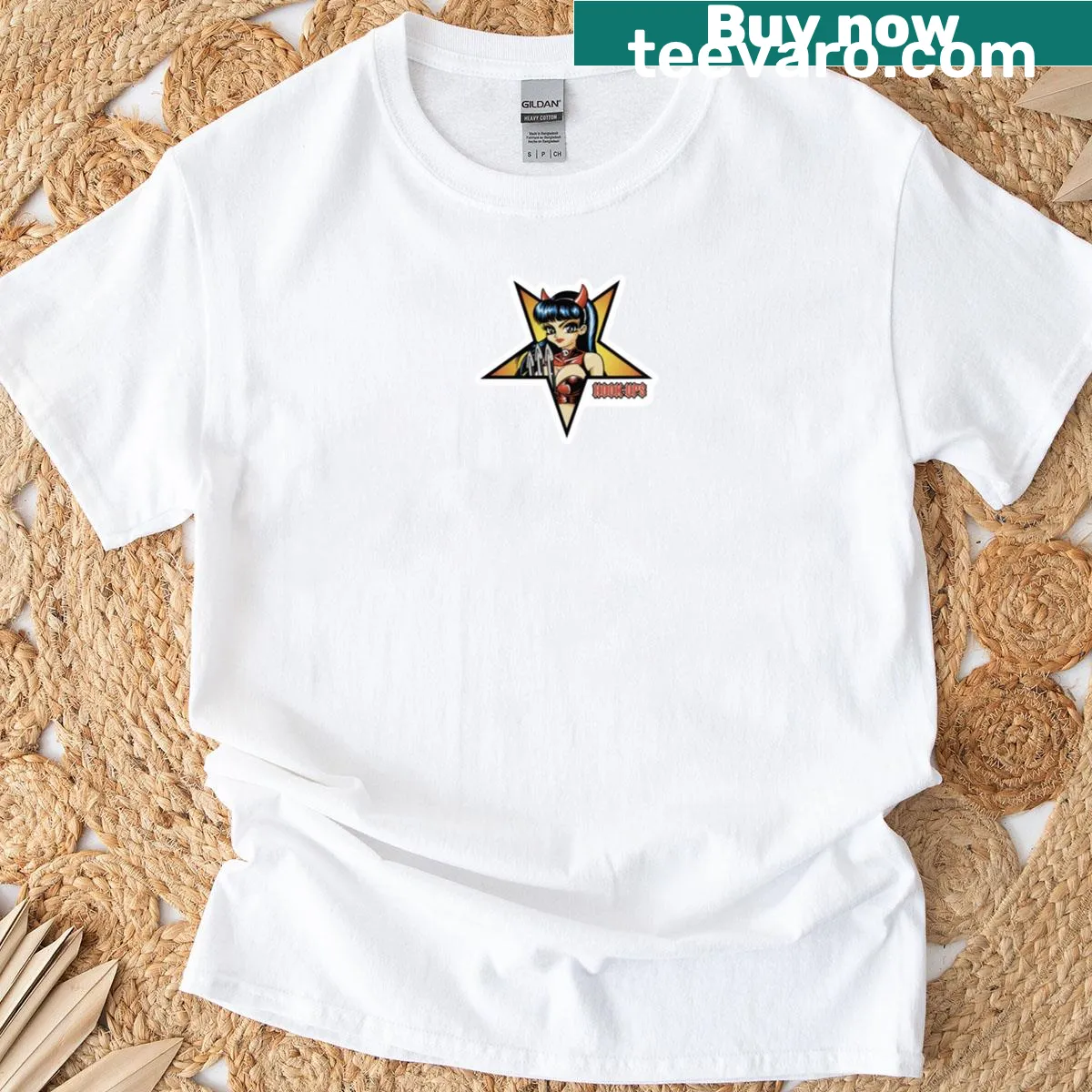 Vintage-style T-shirt featuring a cartoon anime girl in a skate brand theme — on a men's t-shirt