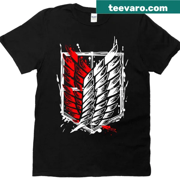 Anime-inspired T-shirt featuring a graphic of wings symbolizing peace