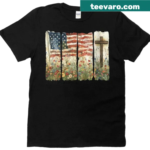 Patriotic T-shirt with 'One Nation Under God' over an American flag