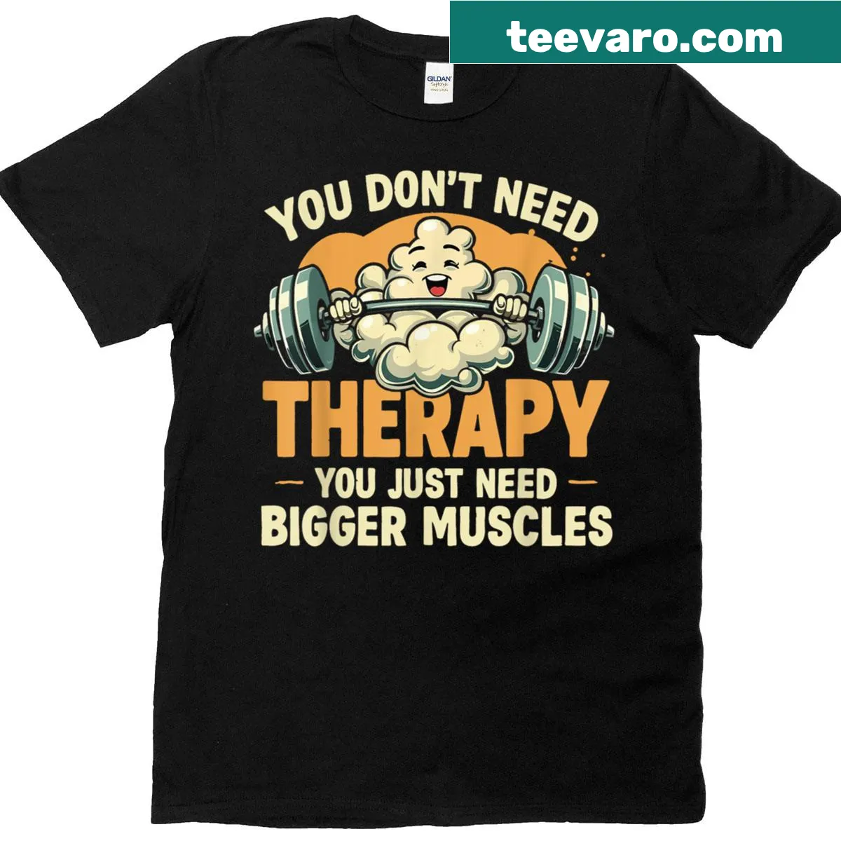 Motivational fitness T-shirt with humorous quote — on a men's t-shirt