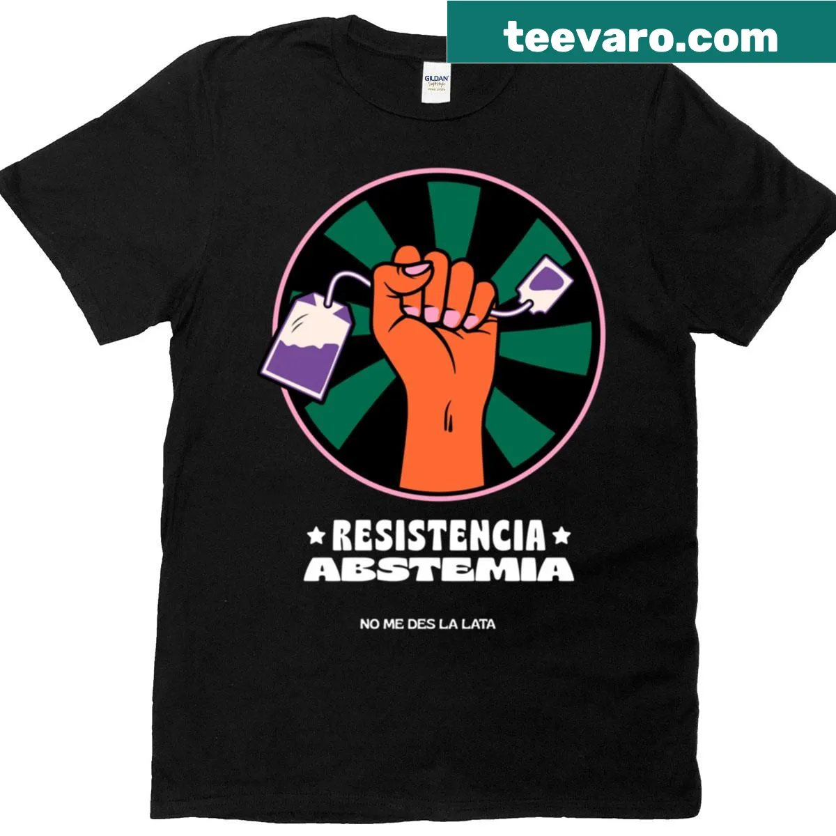 Oversized T-shirt with bold text 'Abstainer Resistance' — on a men's t-shirt