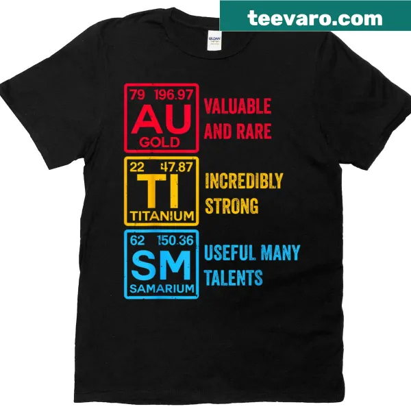 Periodic table elements t-shirt promoting autism awareness for all ages