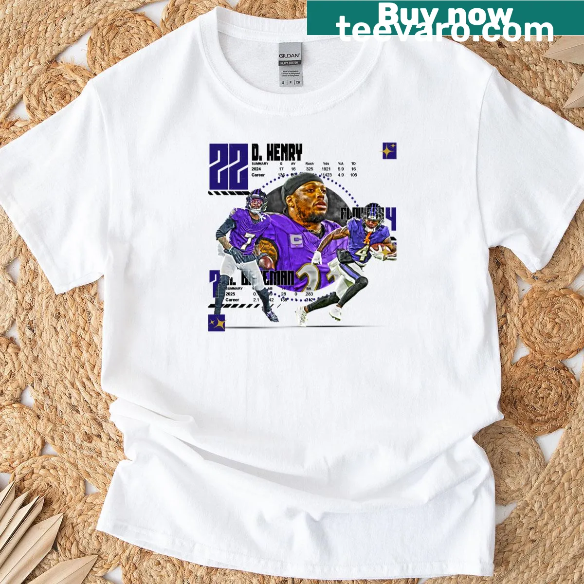 T-shirt with the Baltimore football team name — on a men's t-shirt