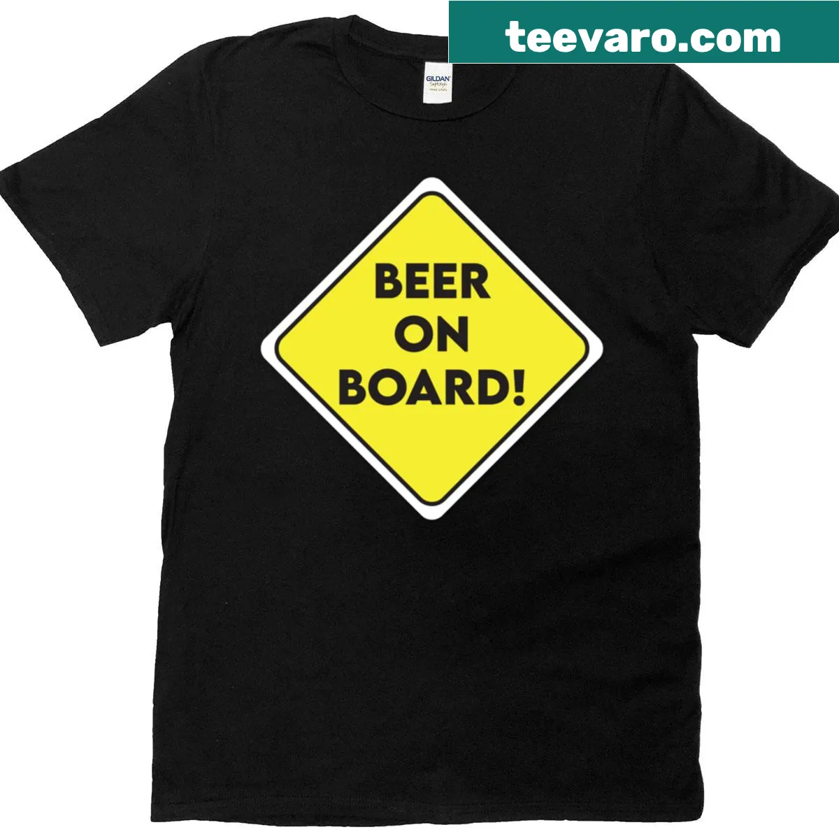 Funny 'Beer On Board' graphic T-shirt — on a men's t-shirt