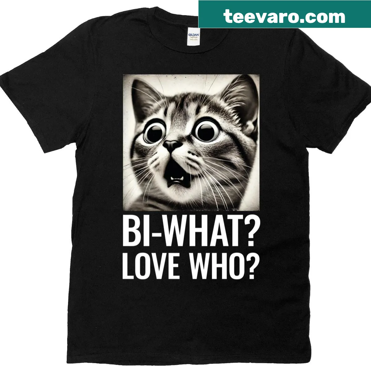 Empowering T-shirt with the phrase 'Bi-what Love Who' celebrating pride. — on a men's t-shirt