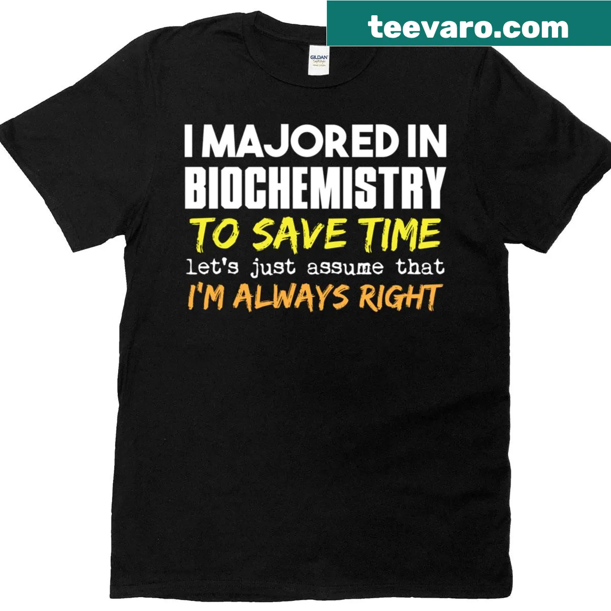 Typography t-shirt for biochemistry majors with a bold academic design — on a men's t-shirt
