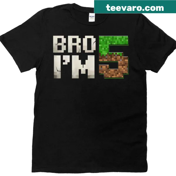 Pixelated number '5' for a 5-year-old gamer birthday shirt