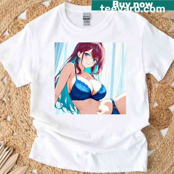 Anime-inspired T-shirt featuring a bold illustration of a busty character