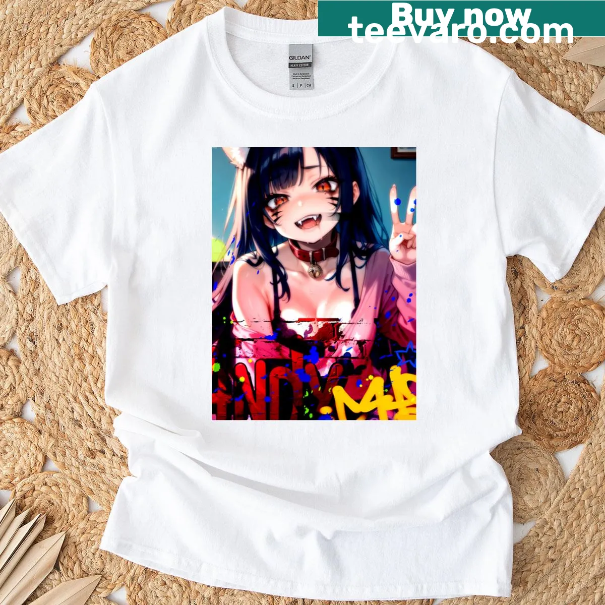 Playful cartoon cats in candy theme on a T-shirt. — on a men's t-shirt