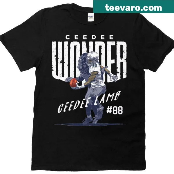 T-shirt featuring a bold illustration of Ceedee Lamb